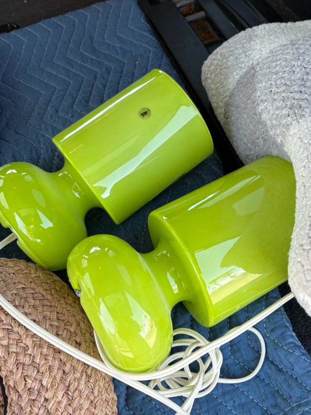 1 available IKEA 80s Vintage Green Modern Ceramic Table Lamp